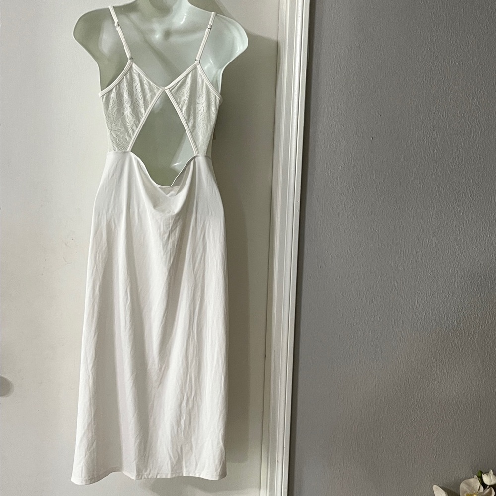 HALARA Contrast Lace Hem Midi Casual Slip Dress - Picture 7 of 14